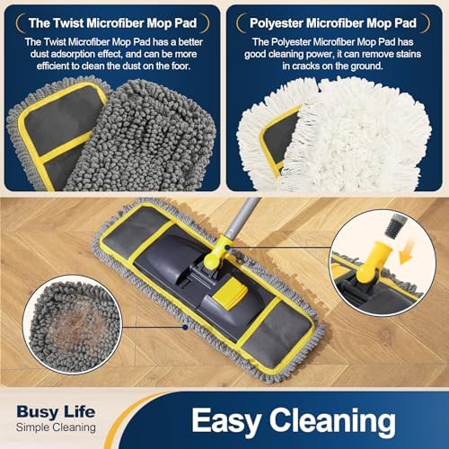 Mopa de Polvo Yocada para Limpieza de Pisos con 2 Almohadillas (Húmeda y Seca) para Madera, Cerámica, Mármol y Laminado, 51 pulgadas - imagen 4