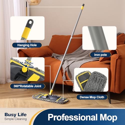 Mopa de Polvo Yocada para Limpieza de Pisos con 2 Almohadillas (Húmeda y Seca) para Madera, Cerámica, Mármol y Laminado, 51 pulgadas - imagen 6