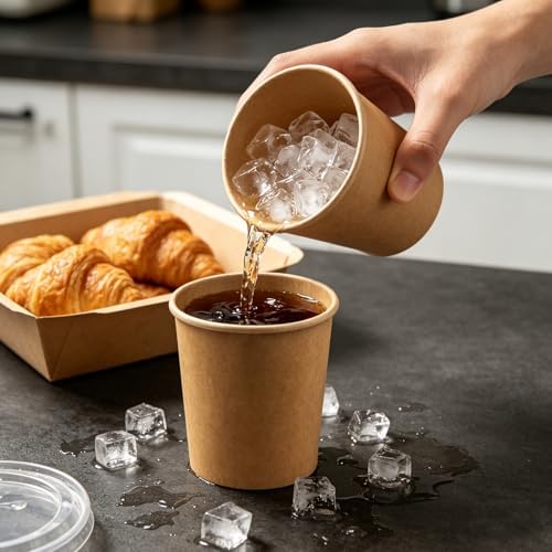 HningBuyox 80 Piezas de Envases de Papel con Tapa, Tazones de Sopa Caliente de 16 Oz, Vasos Desechables para Helado, Apto para Microondas, Color - imagen 6