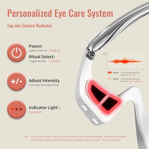 Gafas de Terapia de Luz Roja JCOTTON para Ojos, 4 Modos, Masajeador de Ojos Microcorriente, Reduce Bolsas, Ojeras, Hinchazón y Arrugas - imagen 6