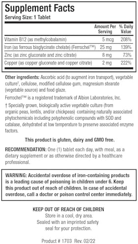 Biotics Research Fe-Zyme 25 mg de Hierro con Zinc y Cobre, Apoya la Producción Normal de Glóbulos Rojos y Niveles de Energía Saludables, 100 Tabletas - imagen 3