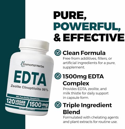 Cápsulas de EDTA 1500mg con Zeolita 98% y Cardo Mariano, 120 píldoras, Suplemento de EDTA de Calcio Disódico, Sin OGM y Sin Gluten - imagen 3