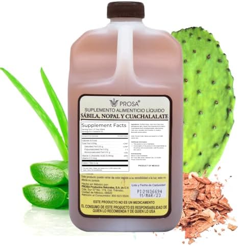 YERBERO - PROSA Suplemento Herbal de Aloe Vera, Nopal y Cuachalalate – 33.8 fl oz (1.05 qt / 1L) – con Vitamina C para Digestión e Inmunidad - imagen 3