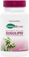 NaturesPlus Herbal Actives Gugulipid, Liberación Prolongada 1000 mg, 2.5% Guggulsteronas - 30 Tabletas Veganas - Suplemento Botánico Ayurvédico - Sin - imagen 1