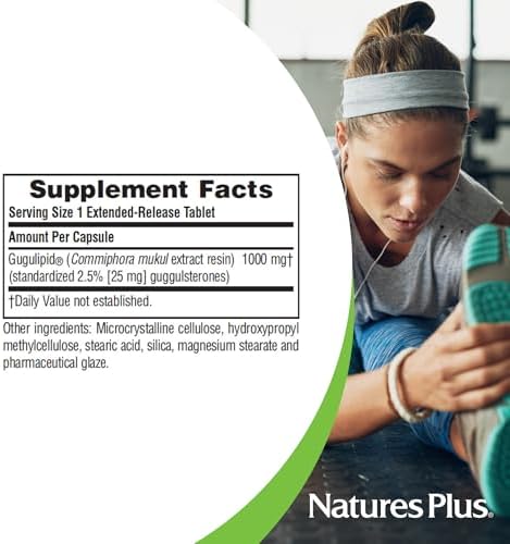 NaturesPlus Herbal Actives Gugulipid, Liberación Prolongada 1000 mg, 2.5% Guggulsteronas - 30 Tabletas Veganas - Suplemento Botánico Ayurvédico - Sin - imagen 5