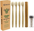 Cepillos de Dientes Gaia Guy de Bambú y Cerda de Jabalí (Paquete de 4) + Estuche de Viaje y Hilo Dental de Seda | Set Dental Ecológico y Compostable - imagen 1