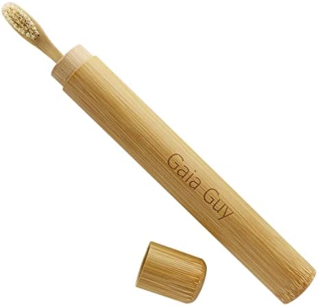 Cepillos de Dientes Gaia Guy de Bambú y Cerda de Jabalí (Paquete de 4) + Estuche de Viaje y Hilo Dental de Seda | Set Dental Ecológico y Compostable - imagen 4