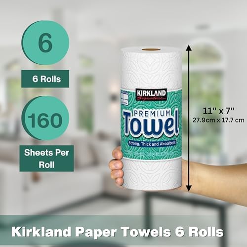 Paquete de Toallas de Papel Kirkland Premium, 6 Rollos, 160 Hojas por Rollo, 2 Capas, Absorbentes y Resistentes, Incluye Llavero Multiusos, Color - imagen 2