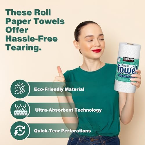 Paquete de Toallas de Papel Kirkland Premium, 6 Rollos, 160 Hojas por Rollo, 2 Capas, Absorbentes y Resistentes, Incluye Llavero Multiusos, Color - imagen 3