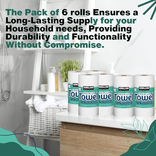 Paquete de Toallas de Papel Kirkland Premium, 6 Rollos, 160 Hojas por Rollo, 2 Capas, Absorbentes y Resistentes, Incluye Llavero Multiusos, Color - imagen 5
