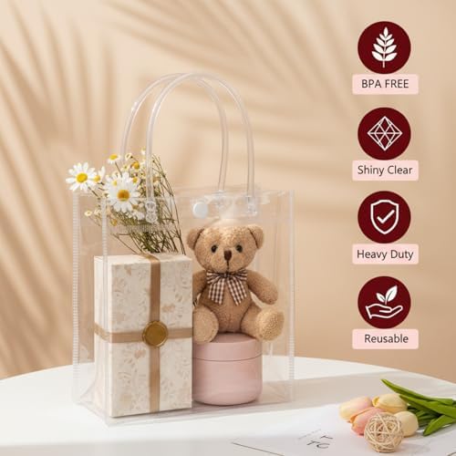 ZENFUN 80 Piezas de Bolsas de Regalo Transparentes de PVC con Asa, Bolsas Reutilizables para Fiestas, Ideal para Bodas, Baby Shower y Cumpleaños (16 - imagen 4