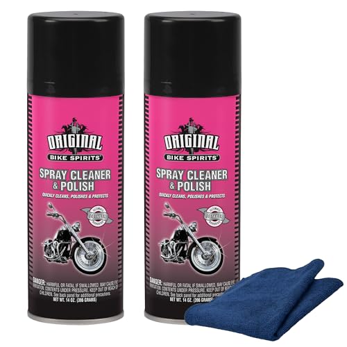 Limpiador y Pulidor Original Bike Spirits 14 oz (2 Unidades) con Paño de Microfibra Azul - Limpiador y Pulidor para Motocicletas sin Agua para - imagen 2