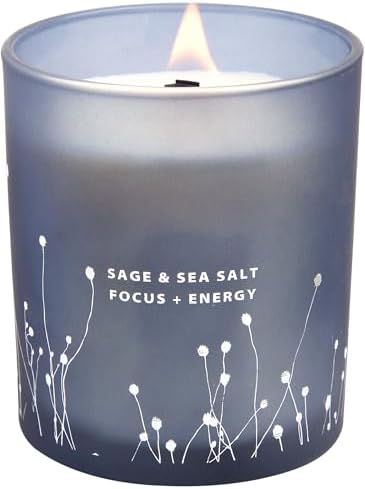 Vela Aromática de Sal Marina y Salvia Blanca con Pabilo de Madera, 10.6 oz | Vela para Limpiar el Hogar | Aromaterapia y Energía para Meditación - imagen 1