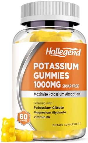 Gomitas de Potasio HOLLEGEND 1000mg, Mezcla de Máxima Absorción con Vitamina B6 y Magnesio, Suplemento Sin Azúcar para Adultos, 60 Unidades - imagen 1