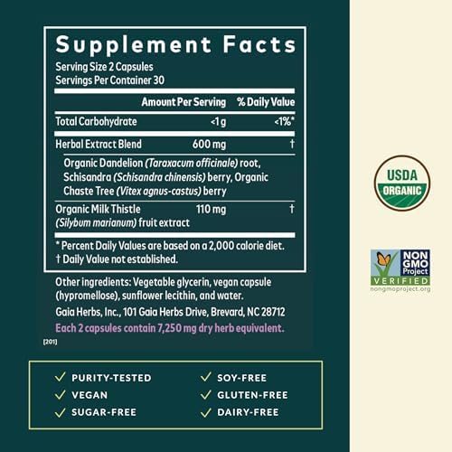 Gaia Herbs Apoyo para el Ciclo Menstrual - Equilibrio Hormonal y Alivio de PMS* - Suplemento Herbal con Baya de Vitex y Schisandra - Sin Gluten, - imagen 3