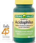 Suplemento de Acidophilus Spring Valley, Probióticos para Hombres y Mujeres, Apoya la Salud Digestiva, 100 Cápsulas con 2 Mil Millones de Cultivos - imagen 1