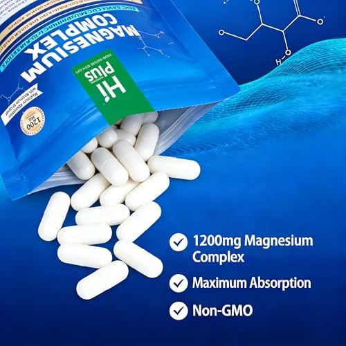Suplemento de Complejo de Magnesio con 10 Formas de Magnesio Elemental, 1200 mg por Porción, Cápsulas Veganas de Alta Absorción, No OGM - imagen 7