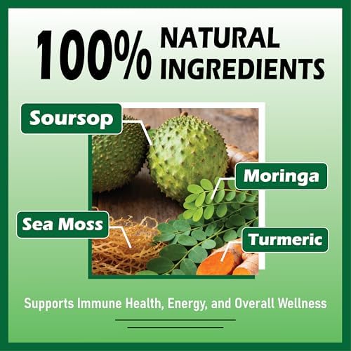 Gotas Líquidas Herbavita de Guanábana 10 en 1 con Musgo Marino, Moringa, Cúrcuma y Aceite de Semilla Negra – Vegano, No GMO, Apoyo Inmunológico y - imagen 5