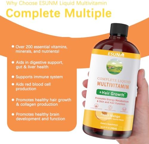 Multivitamínico Líquido Completo + Crecimiento Capilar, Promueve Metabolismo Energético y Función de Piel y Cabello | Vitamina C D | Vitaminas B | - imagen 3