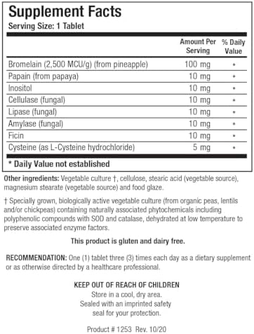 Biotics Research Bromelain Plus CLA - Suplemento de Bromelina y Papaína para Apoyo Enzimático y Confort Muscular, 100 Tabletas - imagen 2