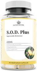 Suplemento Nature Restore S.O.D. de Superóxido Dismutasa, 4,000 IU de actividad similar a SOD, vegano, 90 cápsulas, sin OGM, sin gluten - imagen 1