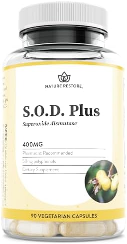 Suplemento Nature Restore S.O.D. de Superóxido Dismutasa, 4,000 IU de actividad similar a SOD, vegano, 90 cápsulas, sin OGM, sin gluten - imagen 1