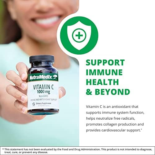 NutraMedix Vitamina C 1000mg - Suplemento Antioxidante para el Sistema Inmunológico y Salud Cardiaca - Ácido Ascórbico - Vegano, No Transgénico (120 - imagen 3