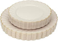 Platos Desechables Sobel & Gala PREMIUM de 40 Piezas en Marfil con Borde Dorado - 20 para Cena y 20 para Postre - Elegantes Suministros para Bodas y - imagen 1