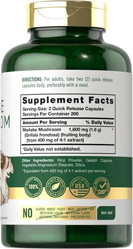 Suplemento de Champiñón Maitake Carlyle | 400 Cápsulas | Extracto Herbal Tradicional | Sin OGM y Libre de Gluten - imagen 2