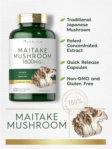 Suplemento de Champiñón Maitake Carlyle | 400 Cápsulas | Extracto Herbal Tradicional | Sin OGM y Libre de Gluten - imagen 3