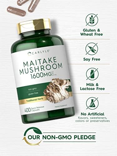 Suplemento de Champiñón Maitake Carlyle | 400 Cápsulas | Extracto Herbal Tradicional | Sin OGM y Libre de Gluten - imagen 4