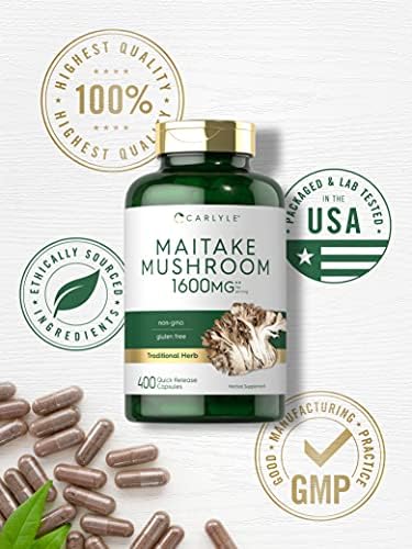 Suplemento de Champiñón Maitake Carlyle | 400 Cápsulas | Extracto Herbal Tradicional | Sin OGM y Libre de Gluten - imagen 5