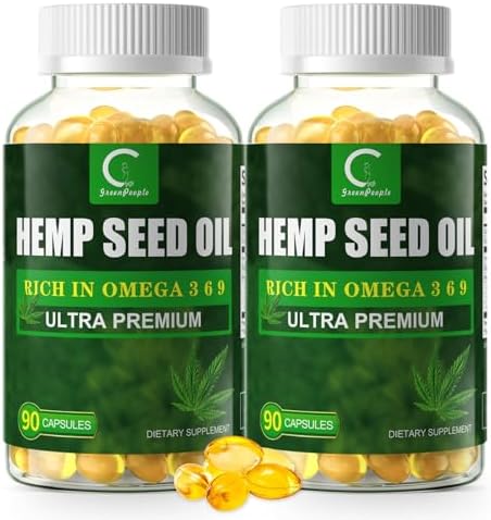 (2 Paquetes) Cápsulas de Aceite de Semilla de Cáñamo con Aceite de Linaza - Ricas en Omega 3 6 9 - Suplemento Vegano para Piel Radiante, Confort - imagen 1