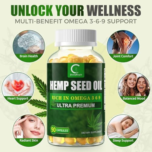 (2 Paquetes) Cápsulas de Aceite de Semilla de Cáñamo con Aceite de Linaza - Ricas en Omega 3 6 9 - Suplemento Vegano para Piel Radiante, Confort - imagen 2