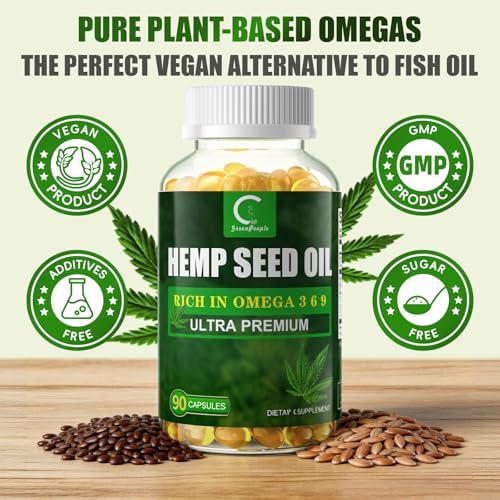 (2 Paquetes) Cápsulas de Aceite de Semilla de Cáñamo con Aceite de Linaza - Ricas en Omega 3 6 9 - Suplemento Vegano para Piel Radiante, Confort - imagen 6