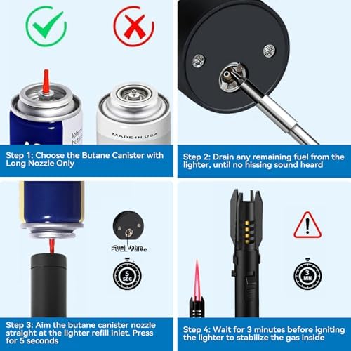 Encendedor ZMQW a Prueba de Viento, Lighter de Camping Rojo/Azul, Llama Jet Grande Ajustable con Bloqueo de Seguridad, Recargable para Parrillas y - imagen 7