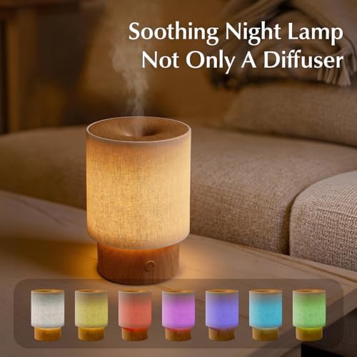 Difusor de Aceites Esenciales ARVIDSSON con Funda de Tela, Difusor de Aromaterapia de 100ml para el Hogar, Ultrasonico con Luz Nocturna y Apagado - imagen 6