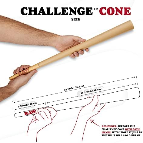 Cono RAW Classic Challenge de 24'' | Un Cono Pre-enrollado Gigante | Papel Natural Sin Refinar y Vegano | 2 Pies de Largo - imagen 4