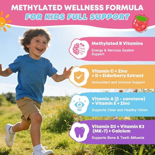Gomitas Multivitamínicas para Niños con Omega-3 (DHA+EPA), B12 Metilada, Folato, B6, B2, Saúco, Vitaminas D3, C, A, E, Zinc, Postbióticos, Colina | - imagen 3