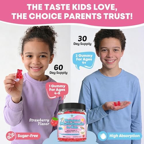 Gomitas Multivitamínicas para Niños con Omega-3 (DHA+EPA), B12 Metilada, Folato, B6, B2, Saúco, Vitaminas D3, C, A, E, Zinc, Postbióticos, Colina | - imagen 5