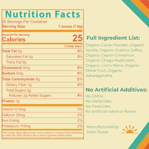 Café Orgánico de Hongos con Adaptógenos | Melena de León y Chaga | Café Instantáneo | Mitad Cafeína | 2,000mg de Hongos - 30 Porciones - imagen 2