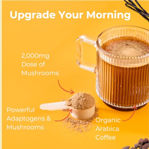 Café Orgánico de Hongos con Adaptógenos | Melena de León y Chaga | Café Instantáneo | Mitad Cafeína | 2,000mg de Hongos - 30 Porciones - imagen 3