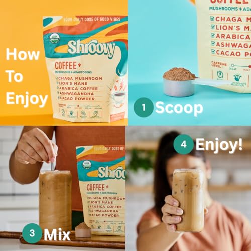 Café Orgánico de Hongos con Adaptógenos | Melena de León y Chaga | Café Instantáneo | Mitad Cafeína | 2,000mg de Hongos - 30 Porciones - imagen 4