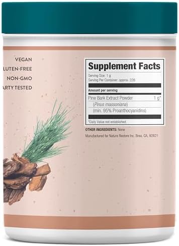 Extracto de Corteza de Pino en Polvo Nature Restore, 8 oz/226 g, Estandarizado al 95% de Proantocianidinas, Vegano, Sin Gluten, No Transgénico - imagen 2