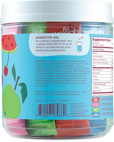 Wellah Get-Going Paquete Variado de Pre-Entreno (20 Stick Packs) - 200mg de Cafeína Natural, Endulzado con Stevia, Citrulina Malato, L-Theanina y - imagen 3