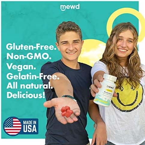 Gomitas Multivitamínicas MEWD para Niños y Adolescentes - Apoyo al Ánimo Natural con L-Teanina, Vitaminas A, C, D3, B6, B9, B12, Zinc y Hierro - - imagen 3
