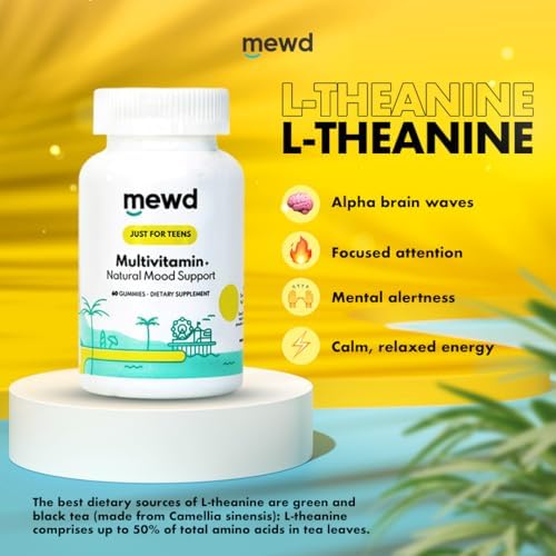 Gomitas Multivitamínicas MEWD para Niños y Adolescentes - Apoyo al Ánimo Natural con L-Teanina, Vitaminas A, C, D3, B6, B9, B12, Zinc y Hierro - - imagen 4