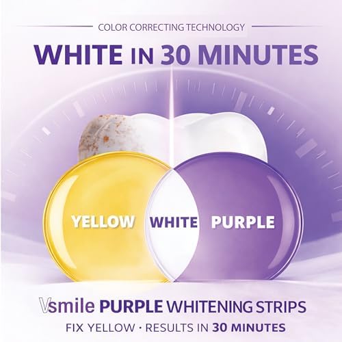 Tiras Blanqueadoras VSmile V38, 28 Piezas – Sin Peróxido, Tiras Correctoras de Color Morado con Pap+ y Hidroxiapatita, Seguras para el Esmalte, Sin - imagen 2