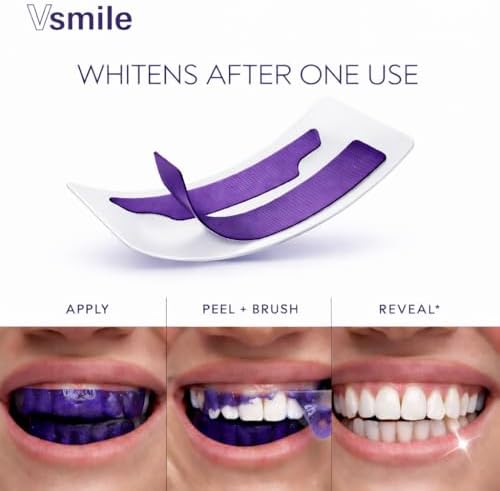 Tiras Blanqueadoras VSmile V38, 28 Piezas – Sin Peróxido, Tiras Correctoras de Color Morado con Pap+ y Hidroxiapatita, Seguras para el Esmalte, Sin - imagen 4