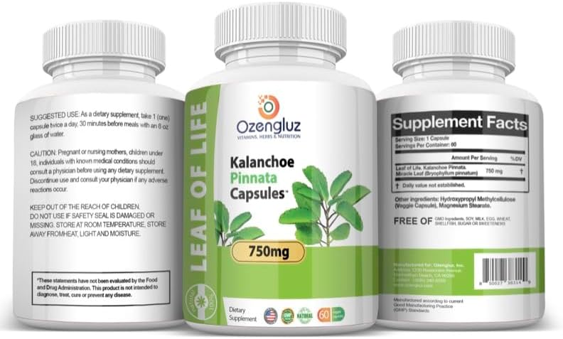 Kalanchoe Pinnata - Hoja de Vida (Bryophyllum Pinnatum) 60 Cápsulas de 750 mg en Botella - imagen 3